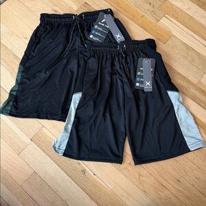NWT Bundle of 2 - Boys Athletic Drawstring Shorts w/Green & Grey Accents